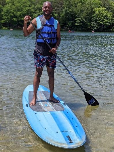 Darian Senn-Carter on stand-up paddleboard